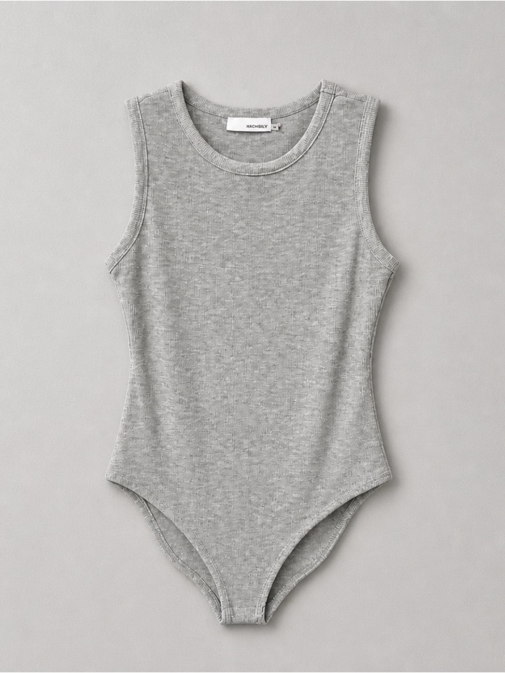 Heatherly Ribbed Gray Sleeveless‎ Bodysuit